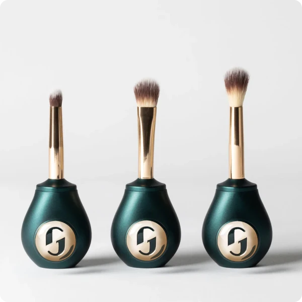 Easy On The Eyes Brush Collection, with green ergonomic handles.